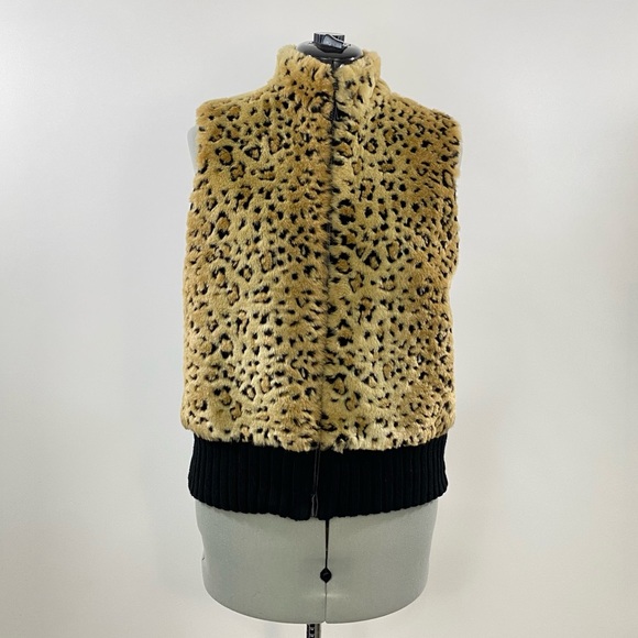 Cheetah Print Leopard Faux Fur Vest Sweater Heirloom Collectibles Medium Large - Picture 7 of 11